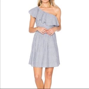 J.O.A. Striped, one shoulder, a-line Mini dress